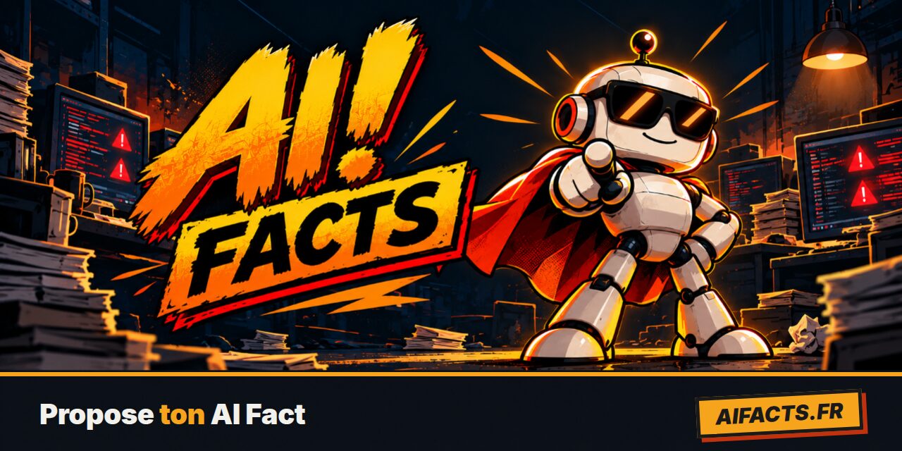 Le robot AI! FACTS pointe du doigt : « Propose ton AI Fact ».